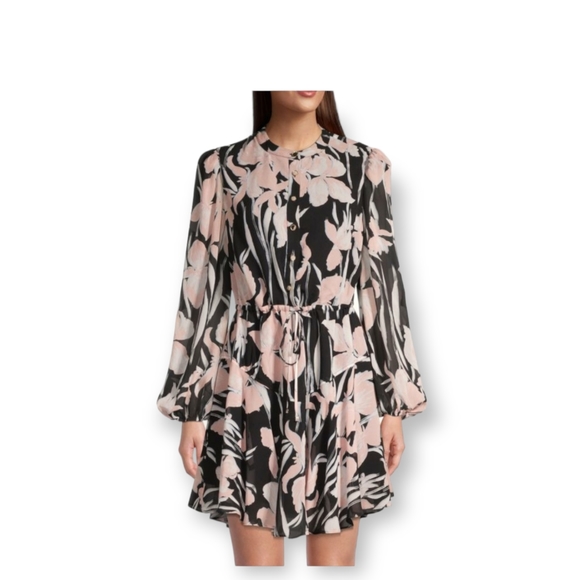 Milly Dresses & Skirts - Milly Reina Parrot Tulip pink with black Dress long sleeve S NWT